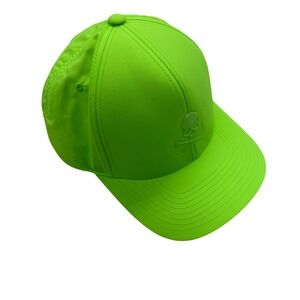 NEW G/FORE GMH000117 Neon Green Skull & Tee Logo Golf Baseball Cap OSFA